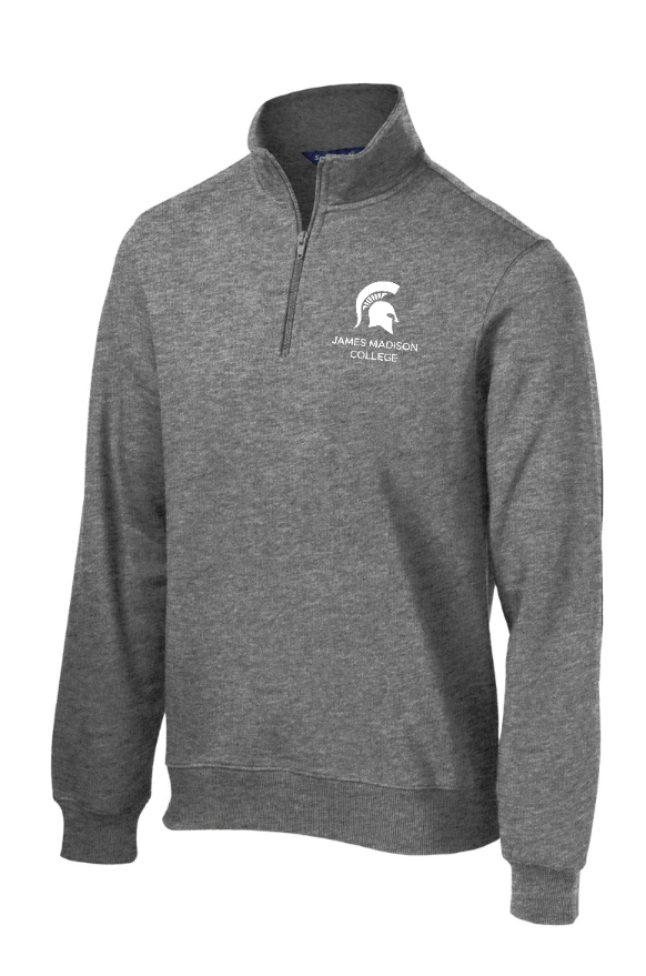 Custom Apparel - Screen Printing - James Madison MSU - Quarter Zip Sweatshirt (Dark Grey / Forest Green) - James Madison MSU - 16896