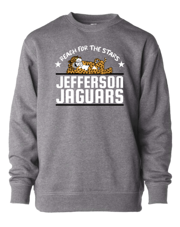 Custom Printed Apparel | Jefferson Elementary Fall 2025 - Grey Youth Crewneck Sweatshirt - Jefferson Elementary Fall 2025 - 18430