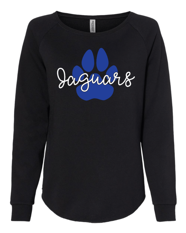 Custom Apparel - Screen Printing - Jefferson Elementary - Women's Wide Neck Black Crewneck Sweatshirt - Jefferson Elementary - 16192