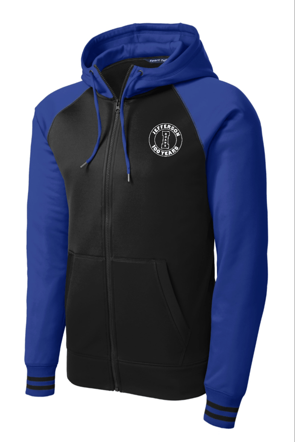 Custom Apparel - Screen Printing - Jefferson - Unisex Royal/Black Full Zip Hoodie - Jefferson - 15069