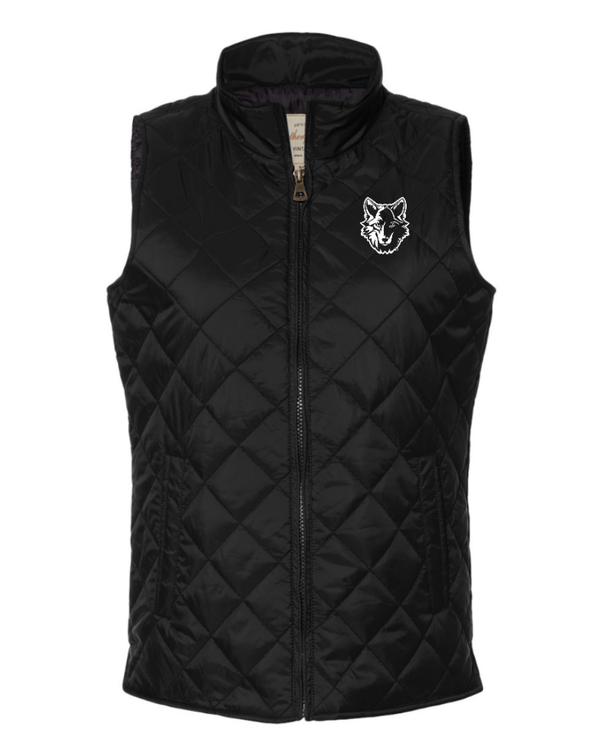 Custom Apparel - Screen Printing - Kinawa Middle School - Woman's Vintage Diamond Quilted Vest - Kinawa Middle School - 14710