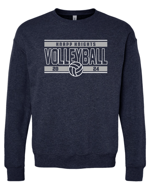 Custom Apparel - Screen Printing - Knapp Knights Volleyball - Drop Shoulder Crewneck Sweatshirt (Navy, Dk. Grey) (NAME & NUMBER OPTIONAL) - Knapp Knights Volleyball - 16528