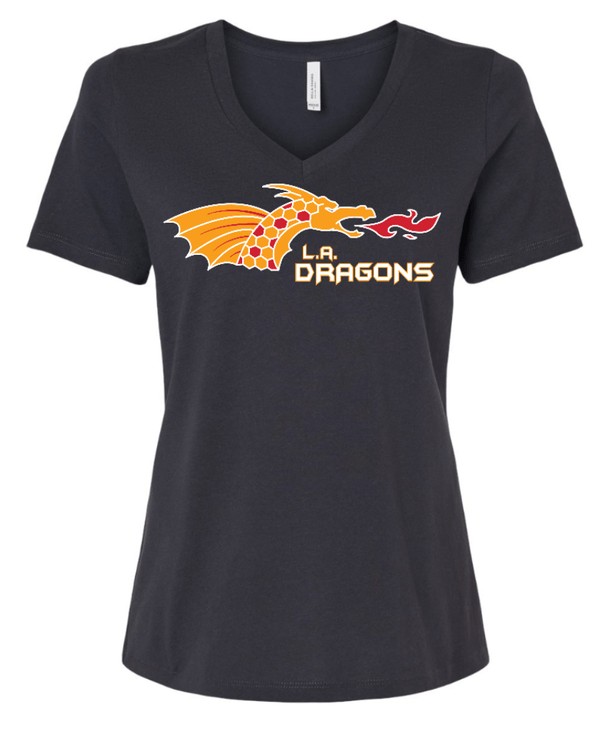 Custom Printed Apparel | LA Dragons Fall 2025 - Women's V - Neck Tee (Multiple Color Options) - LA Dragons Fall 2025 - 18449