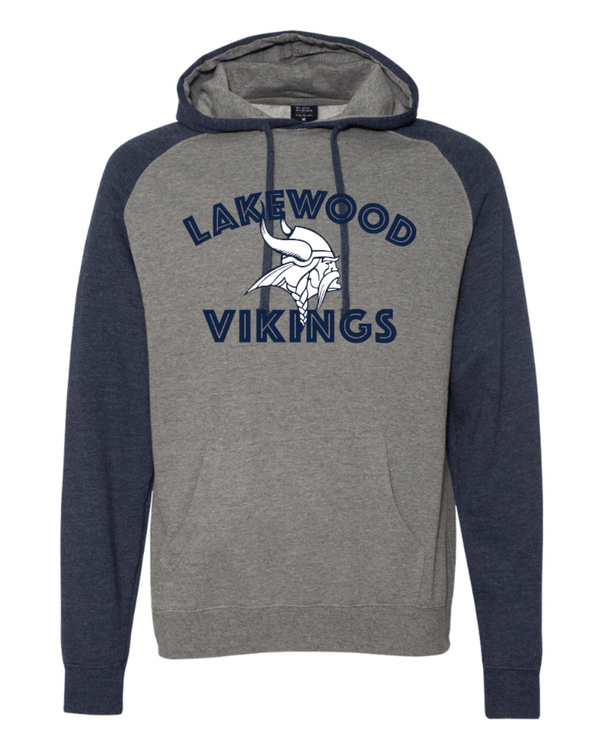 Custom Apparel - Screen Printing - Lakewood Vikings - Unisex Raglan Hoodie (Arch Design) - Lakewood vikings