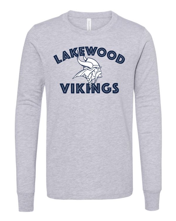 Custom Apparel - Screen Printing - Lakewood Vikings - Youth Long Sleeve T-Shirt (Arch Design) - Lakewood vikings