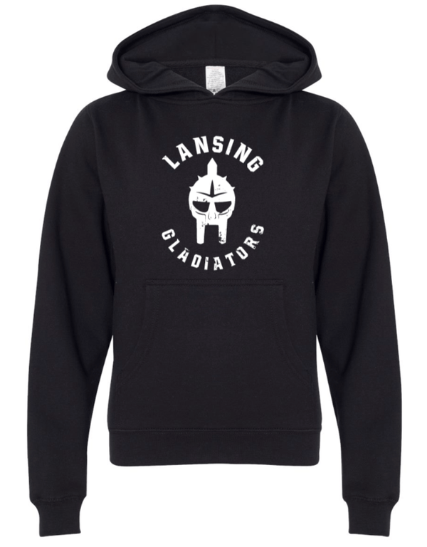 Custom Printed Apparel | Lansing Gladiators Fall 2025 - Black Adult Hooded Sweatshirt - Lansing Gladiators Fall 2025 - 18278