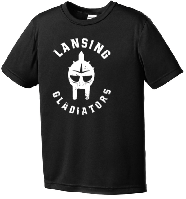 Custom Printed Apparel | Lansing Gladiators Fall 2025 - Black Youth Performance T-Shirt - Lansing Gladiators Fall 2025 - 18278