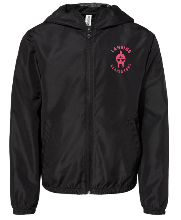 Custom Printed Apparel | Lansing Gladiators Fall 2025 - Black Youth Windbreaker - Lansing Gladiators Fall 2025 - 18278