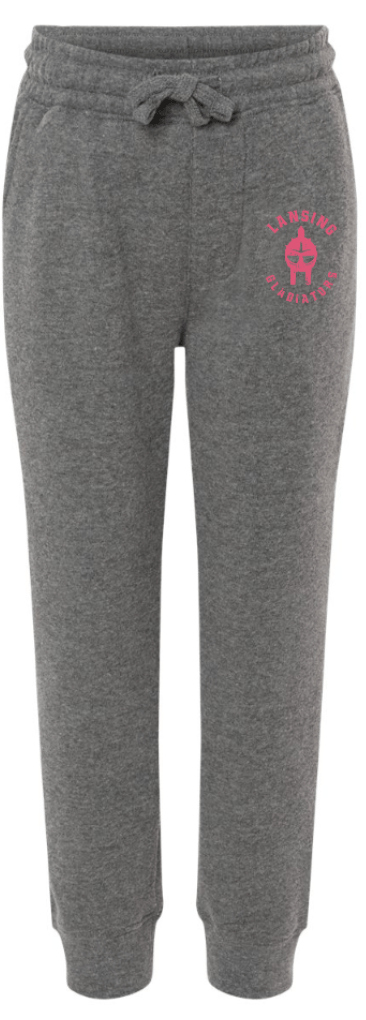 Custom Printed Apparel | Lansing Gladiators Fall 2025 - Youth Fleece Joggers (Nickel/Black) - Lansing Gladiators Fall 2025 - 18278