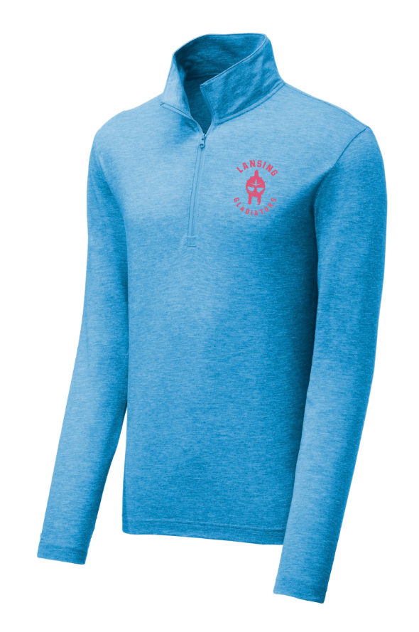Custom Printed Apparel | Lansing Gladiators - Tri Blend Wicking Quarter Zip Pullover - Lansing Gladiators - 17974