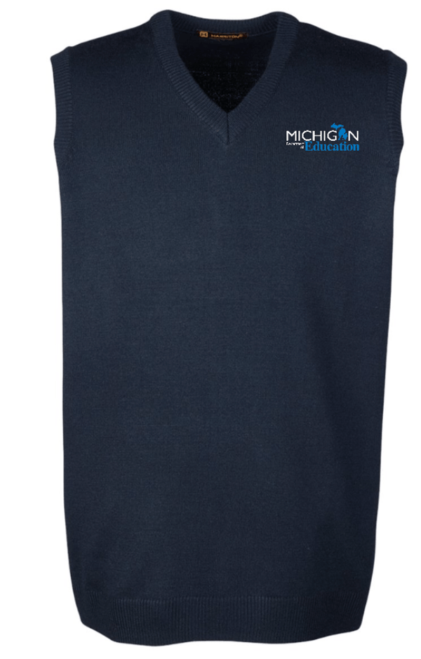 Custom Printed Apparel | MDE Fall 2025 - Men's Navy V - Neck Sweater Vest - MDE F25 - 18407