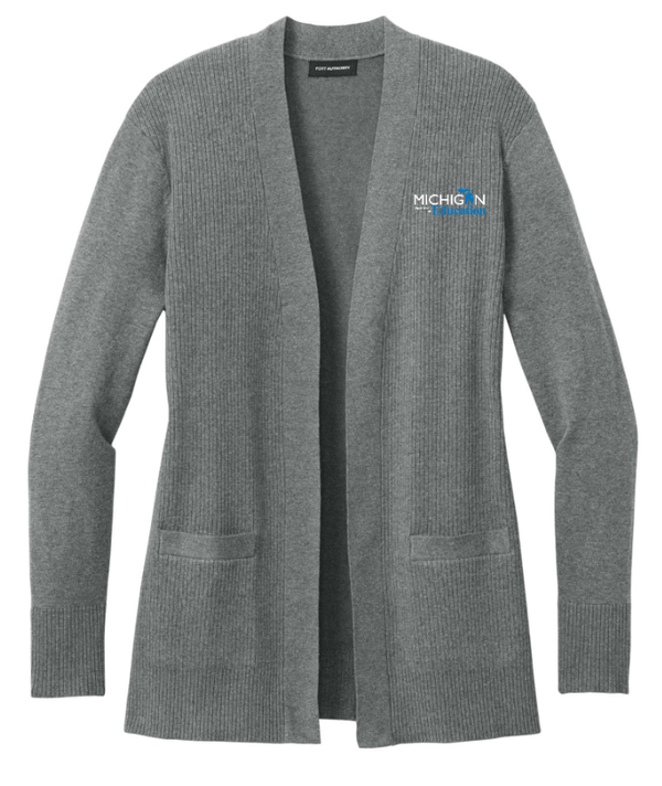 Custom Printed Apparel | MDE Fall 2025 - Women's Grey Open - Front Cardigan - MDE F25 - 18407
