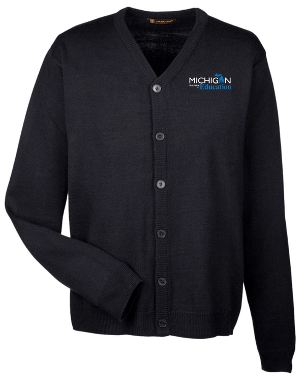 Custom Printed Apparel | MDE Fall 25 - Men's Black V - Neck Cardigan - MDE F25 - 18407