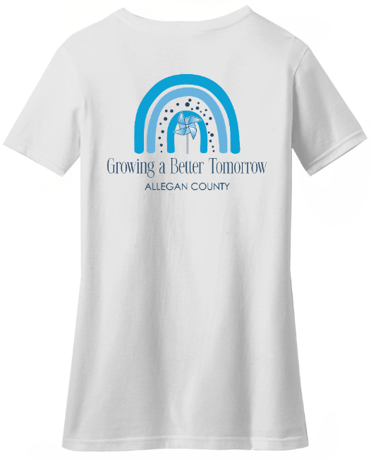 Custom Apparel - Screen Printing - MDHHS Child Abuse Prevention Month - Adult Women's cut T-Shirt Back Design - MDHHS Child Abuse Prevention Month - 15398