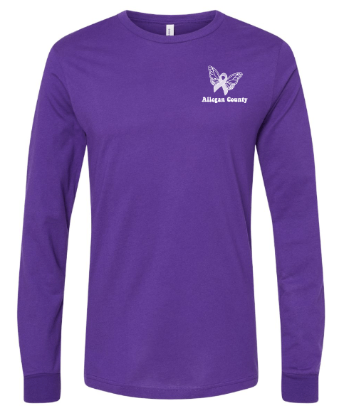 Custom Apparel - Screen Printing - MDHHS - Domestic Violence Awareness - Adult Long Sleeve T-Shirt (Lavender, Purple, White) - MDHHS - 16784