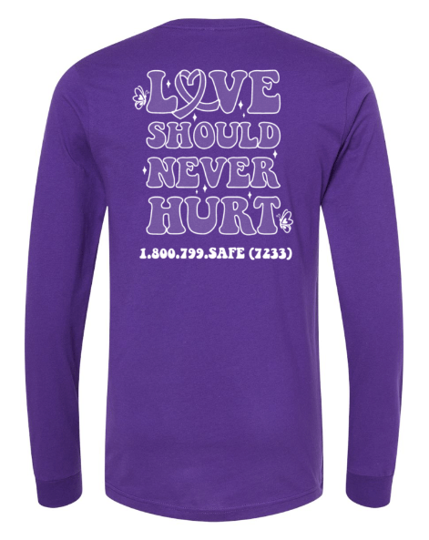 Custom Apparel - Screen Printing - MDHHS - Domestic Violence Awareness - Adult Long Sleeve T-Shirt (Lavender, Purple, White) - MDHHS - 16784