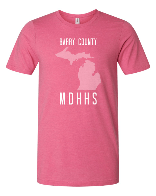 Custom Apparel - Screen Printing - MDHHS Gear - Allegan & Barry Co. - Adult Unisex Tee - State Design - (Multiple Colors Available) - Allegan & Barry County MDHHS - 17194