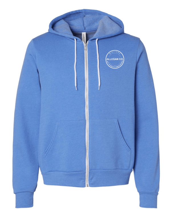 Custom Apparel - Screen Printing - MDHHS Gear - Allegan & Barry Co. - Fleece Full Zip Hoodie - Circle Logo Design - (Multiple Colors Available) - Allegan & Barry County MDHHS - 17194