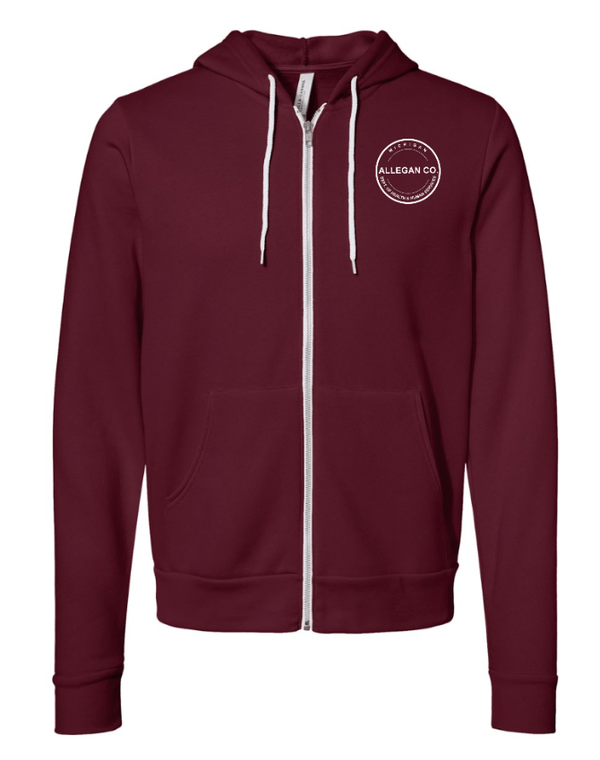Custom Apparel - Screen Printing - MDHHS Gear - Allegan & Barry Co. - Fleece Full Zip Hoodie - Circle Logo Design - (Multiple Colors Available) - Allegan & Barry County MDHHS - 17194