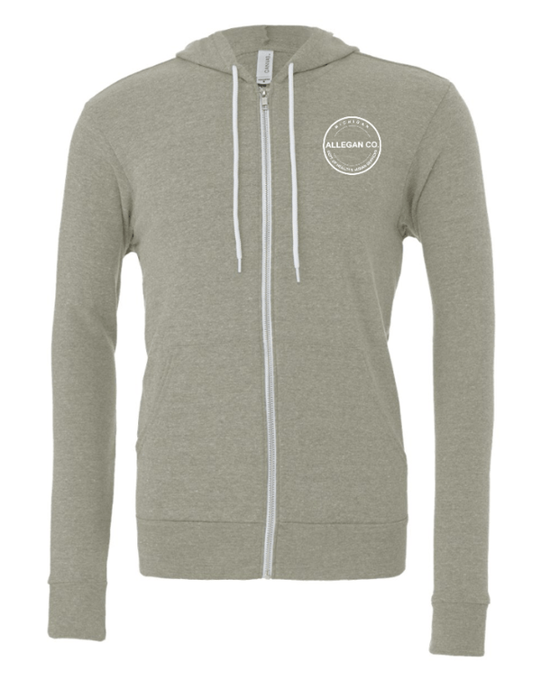 Custom Apparel - Screen Printing - MDHHS Gear - Allegan & Barry Co. - Fleece Full Zip Hoodie - Circle Logo Design - (Multiple Colors Available) - Allegan & Barry County MDHHS - 17194