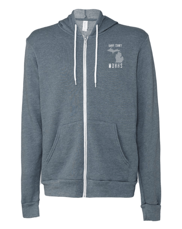 Custom Apparel - Screen Printing - MDHHS Gear - Allegan & Barry Co. - Fleece Full Zip Hoodie - State Design - (Multiple Colors Available) - Allegan & Barry County MDHHS - 17194
