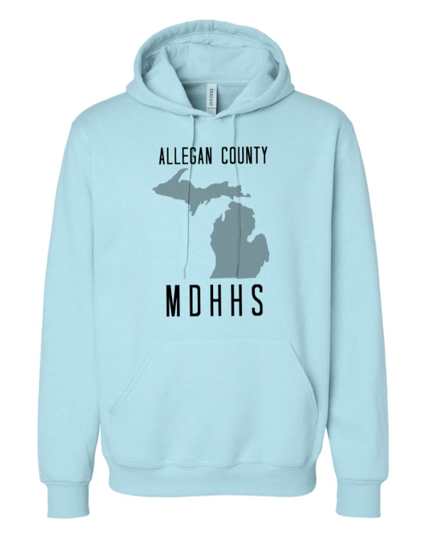 Custom Apparel - Screen Printing - MDHHS Gear - Allegan & Barry Co. - Premium Hooded Sweatshirt - State Design - (Multiple Colors Available) - Allegan & Barry County MDHHS - 17194