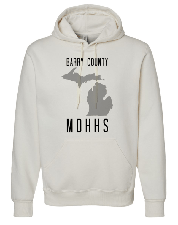 Custom Apparel - Screen Printing - MDHHS Gear - Allegan & Barry Co. - Premium Hooded Sweatshirt - State Design - (Multiple Colors Available) - Allegan & Barry County MDHHS - 17194