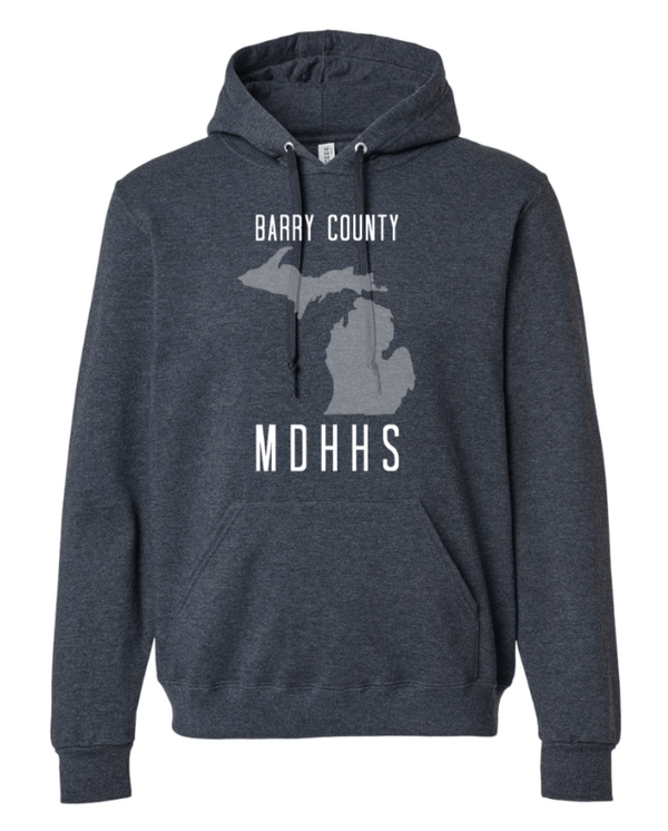 Custom Apparel - Screen Printing - MDHHS Gear - Allegan & Barry Co. - Premium Hooded Sweatshirt - State Design - (Multiple Colors Available) - Allegan & Barry County MDHHS - 17194