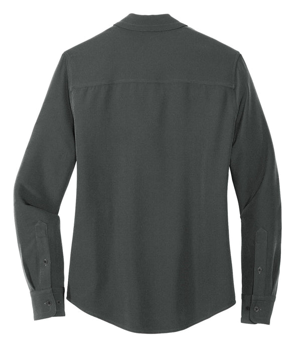 Custom Printed Apparel | Mercer+Mettle | Women's Stretch Crepe Long Sleeve Camp Blouse - Oxford - Clark Construction