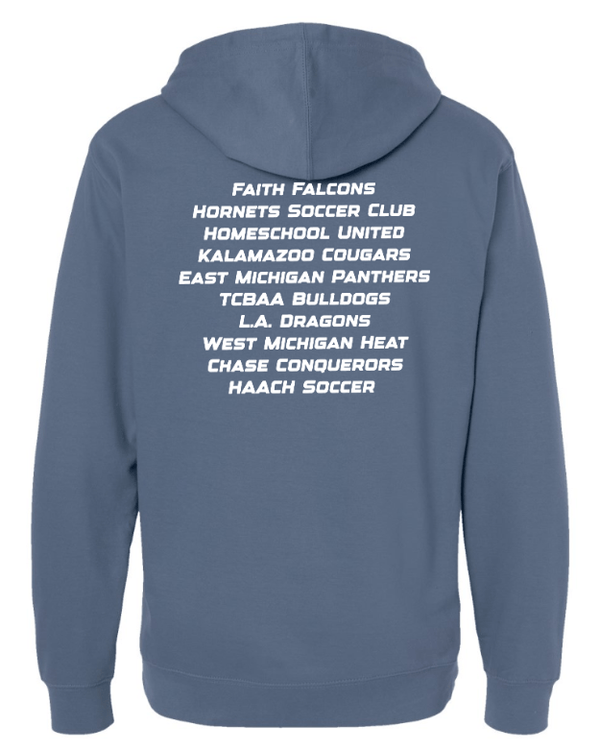 Custom Apparel - Screen Printing - Michigan Homeschool State Cup 2024 - Midweight Hooded Sweatshirt (Grey/ Blue) - Michigan Homeschool State Cup 2024 - 16419