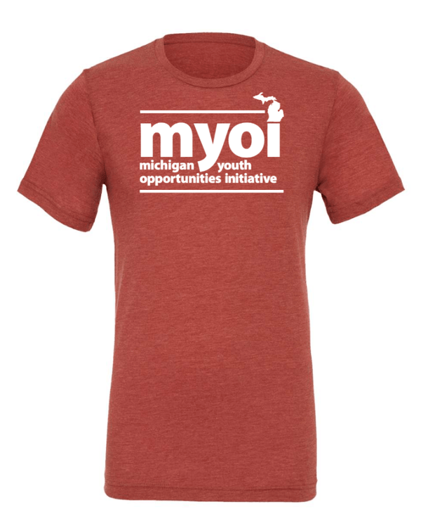 Custom Apparel - Screen Printing - MYOI Fundraiser - Unisex Triblend T-Shirt ~ Clay / Green / Charcoal ~ - MYOI Fundraiser - 16845