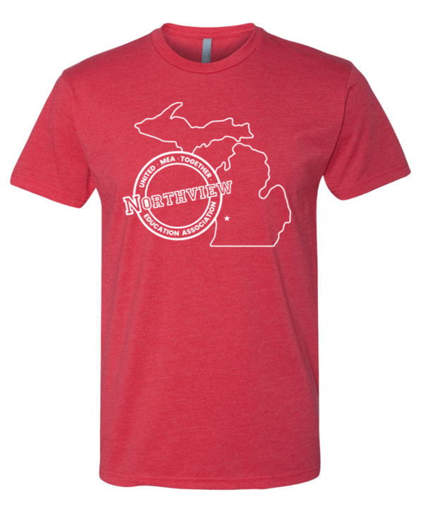 Custom Printed Apparel | Northview Staff Fall 2025 - Adult Red T-Shirt Michigan Design - Northview Staff F25 - 18599