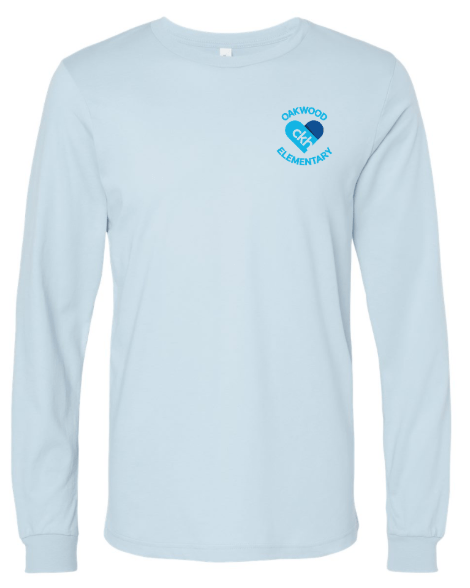 Custom Printed Apparel | Oakwood Elementary CKH - Unisex Long Sleeve T-Shirt (White / Black / Baby Blue) - Oakwood CKH - 18237