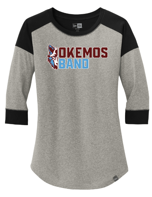 Custom Apparel - Screen Printing - Okemos Band 2024 - Women's 3/4 Sleeve Baseball Tee - Okemos Band - 16524