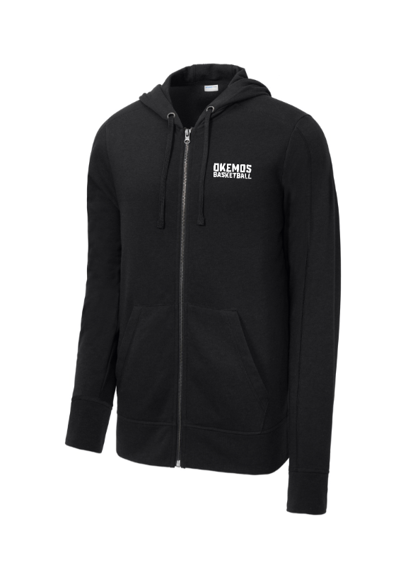 Custom Apparel - Screen Printing - Okemos Boys Basketball 24 - 25 - Tri Blend Wicking Fleece Full Zip Hooded Jacket - Okemos Boys Basketball 24 - 25 - 16826
