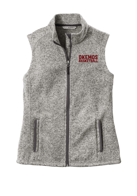 Custom Apparel - Screen Printing - Okemos Boys Basketball 24 - 25 - Women's Sweater Fleece Vest - Okemos Boys Basketball 24 - 25 - 16826