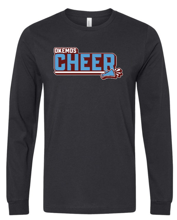 Custom Apparel - Screen Printing - Okemos Cheer Winter 2024 - Adult Long Sleeve T-Shirt (Black, Blue) PERSONALIZATION OPTIONAL - Okemos Cheer - Winter 2024 - 17030