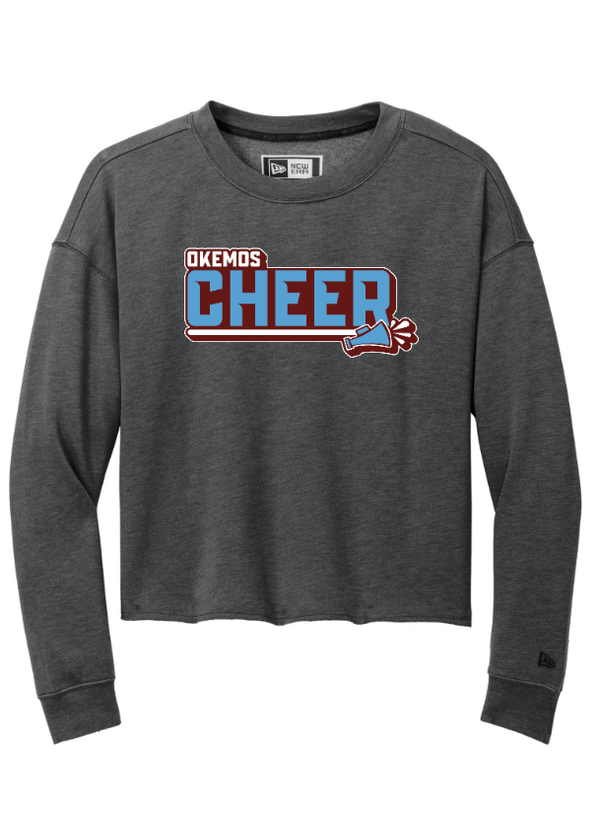 Custom Apparel - Screen Printing - Okemos Cheer Winter 2024 - Women's Triblend Fleece Crop Crewneck Sweatshirt (PERSONALIZATION OPTIONAL) - Okemos Cheer - Winter 2024 - 17030