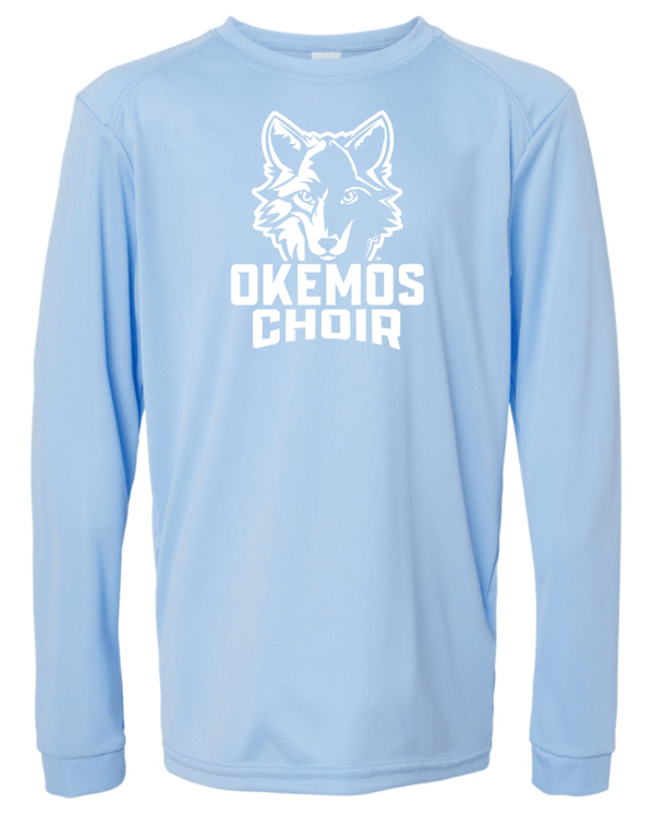 Custom Printed Apparel | Okemos Choir Fall 2025 - Heather Columbia Blue Adult Long Sleeve Tee - Okemos Choir Fall 2025 - 18208