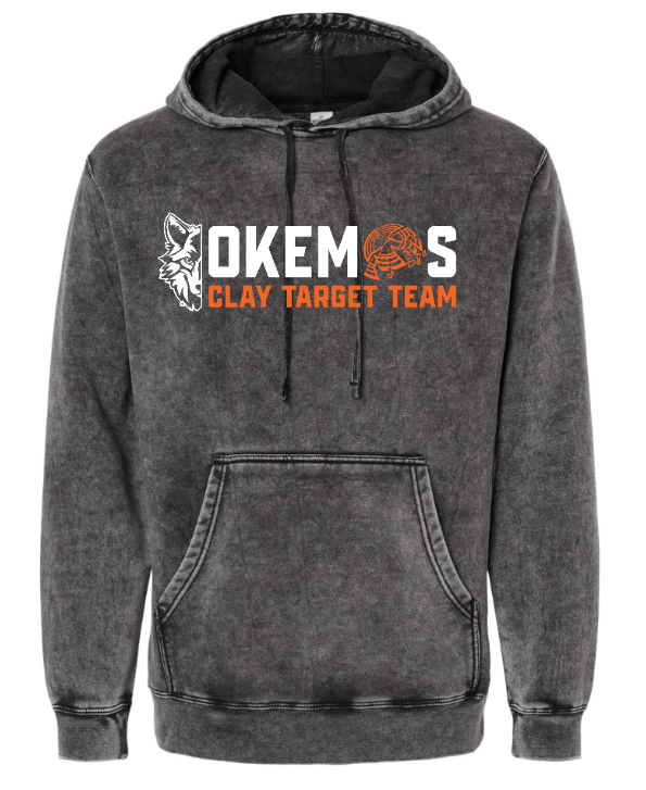 Custom Apparel - Screen Printing - Okemos Clay Target Team 2024 STATES - Unisex Mineral Wash Hooded Sweatshirt - Okemos Clay Target Team 2024 STATES - 15886