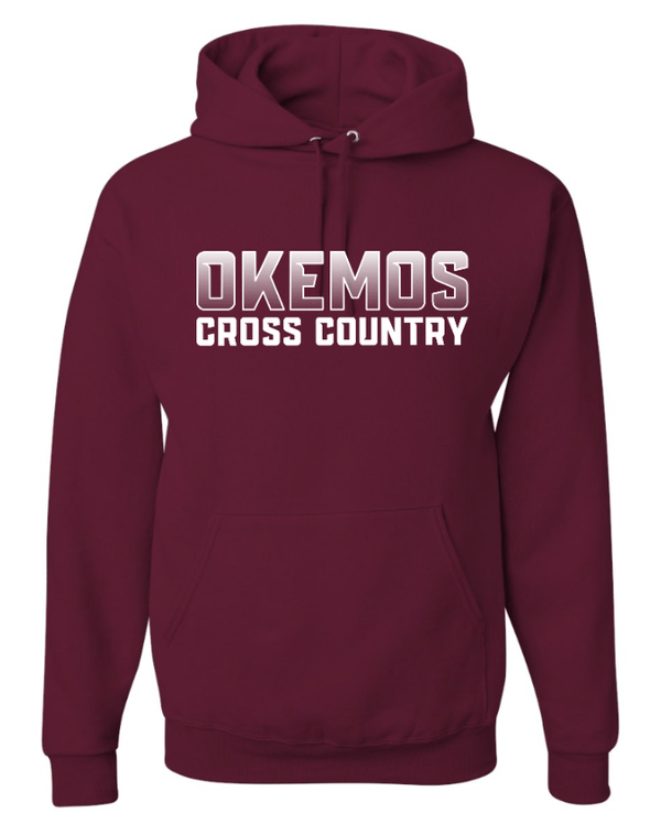 Custom Apparel - Screen Printing - Okemos CMS Cross Country - Youth Pullover Hooded Sweatshirt (Black, Maroon) - Okemos CMS Cross Country 2024 - 16303