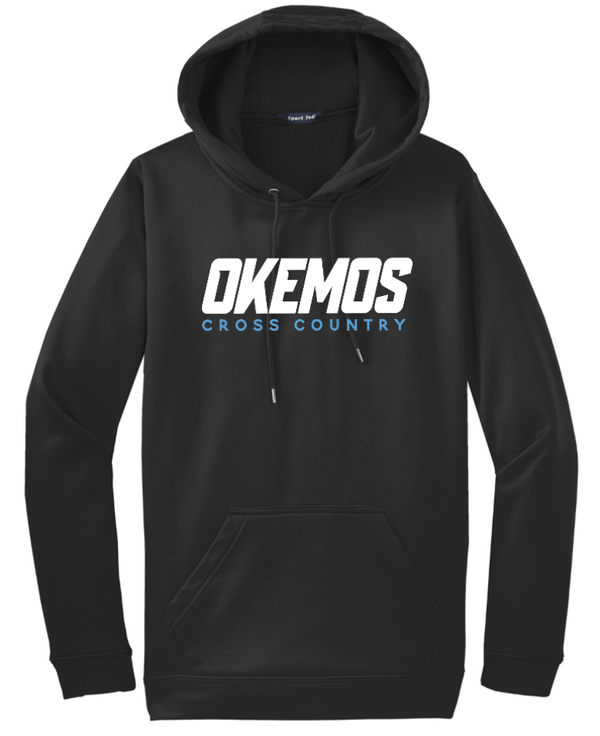 Custom Printed Apparel | Okemos CMS/Kinawa Cross Country 2025 - Adult Sport - Wick Fleece Hooded Pullover (Black/Maroon) - Okemos CMS/Kinawa Cross Country 2025 - 18257