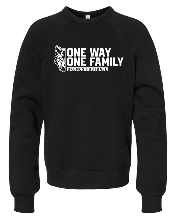 Custom Apparel - Screen Printing - Okemos Football 2024 - Youth Fleece Crewneck Sweatshirts Black - Okemos Football 2024 - 16351