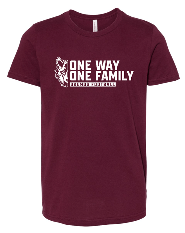 Custom Apparel - Screen Printing - Okemos Football 2024 - Youth Jersey Tee Maroon/ Dk Grey - Okemos Football 2024 - 16351