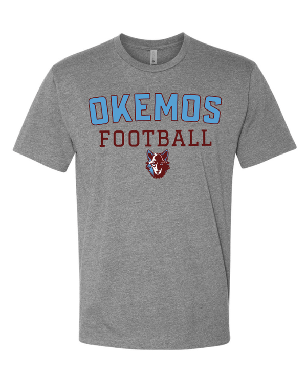 Custom Apparel - Screen Printing - Okemos Football - Spring 2025 - Unisex T-Shirt (Grey / White) - Okemos Football - Spring 2025 - 17711