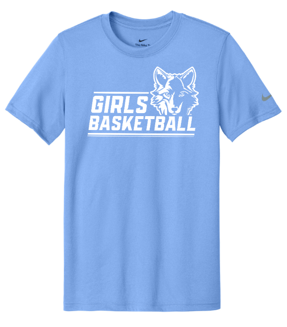 Custom Apparel - Screen Printing - Okemos Girls Basketball 2024 - Adult Nike T-Shirt Wolf Head Design - Okemos Girls Basketball - 16963