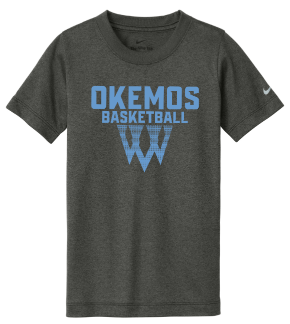 Custom Apparel - Screen Printing - Okemos Girls Basketball 2024 - Youth Nike T-Shirt Net Design - Okemos Girls Basketball - 16963