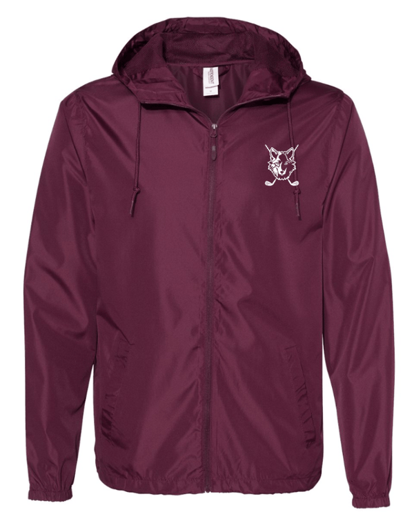 Custom Apparel - Screen Printing - Okemos Girls Golf - Adult Lightweight Windbreak Full Zip Jacket Maroon/ White Camo - Okemos Girls Golf - 16225