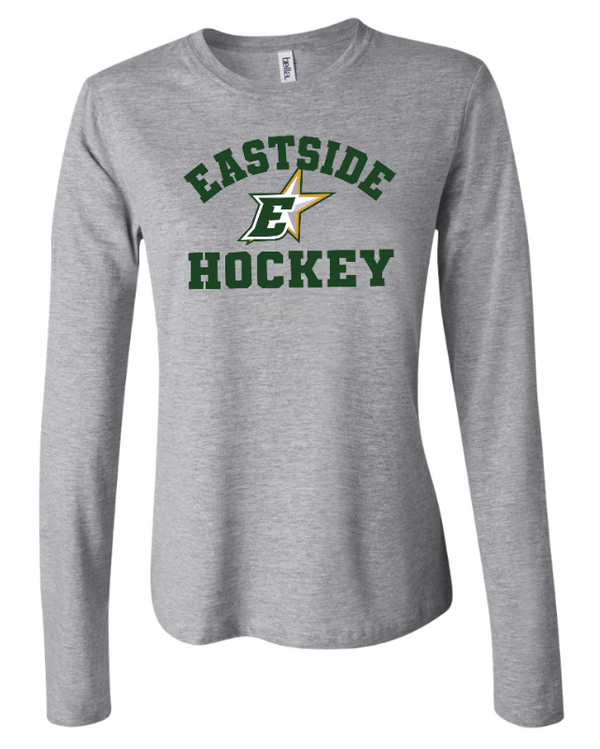 Custom Apparel - Screen Printing - Okemos Hockey / Eastside Stars - Bella + Canvas Women's Long Sleeve Grey T-Shirt - Okemos Hockey / Eastside Stars - 16830
