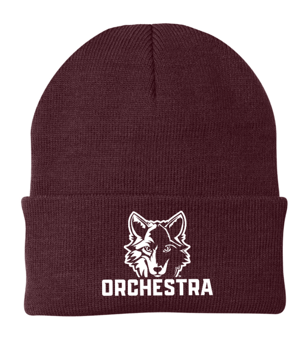 Custom Printed Apparel | Okemos Orchestra 2025 - Adult Maroon Beanie "Badge Design" - Okemos Orchesta W25 - 18692